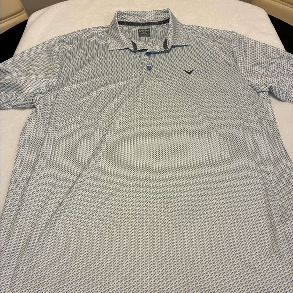 Callaway Men's Patterned Polo Shirt - Blue and White